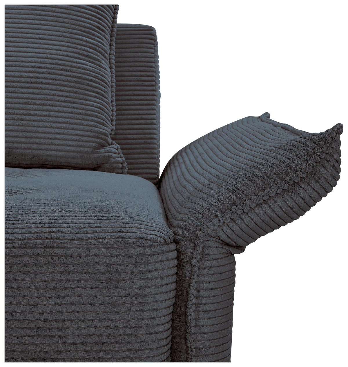 BIGSOFA in Cord Anthrazit  - Anthrazit/Schwarz, Design, Textil/Metall (226/91/103cm) - Carryhome