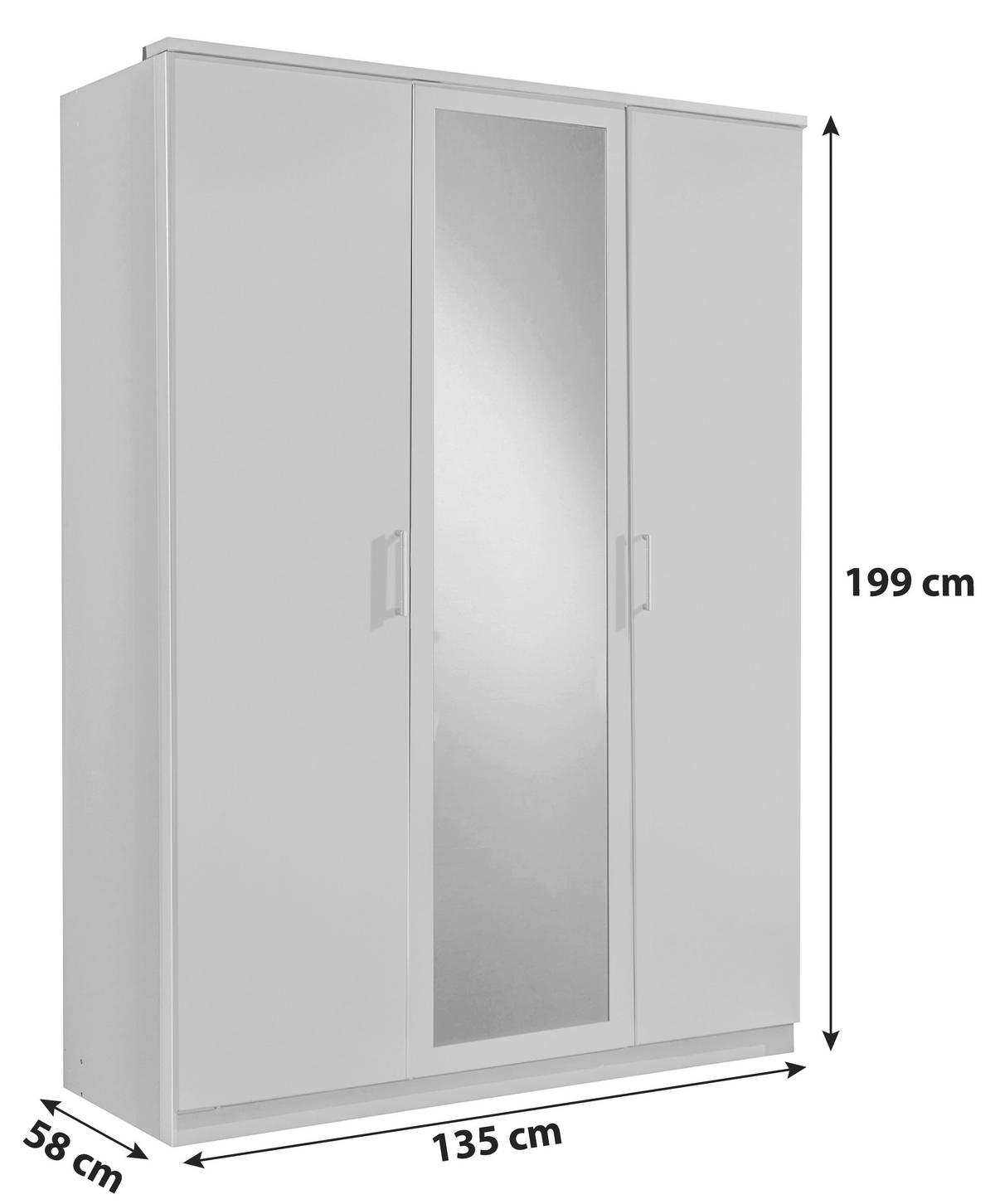 DREHTÜRENSCHRANK in Weiss  - Weiss/Alufarben, Konventionell, Glas/Holzwerkstoff (135/199/58cm) - MID.YOU