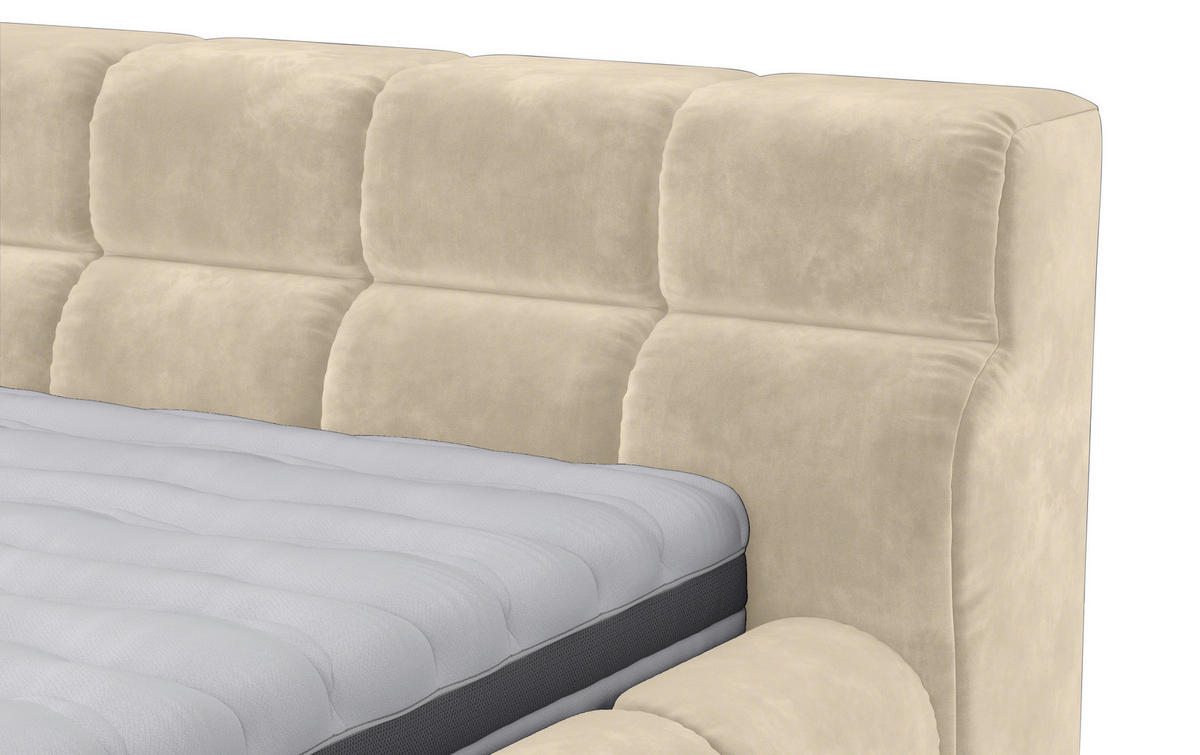 POLSTERBETT 200/200 cm,  in Beige,  - Beige/Schwarz, Design, Textil/Metall (200/200cm) - Belluti