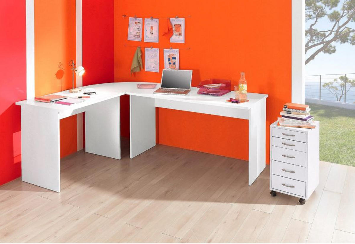 PISAĆI STOL KUTNI  bijela  drvni materijal  - bijela, Konvencionalno, drvni materijal (205/65-155/75cm) - MID.YOU