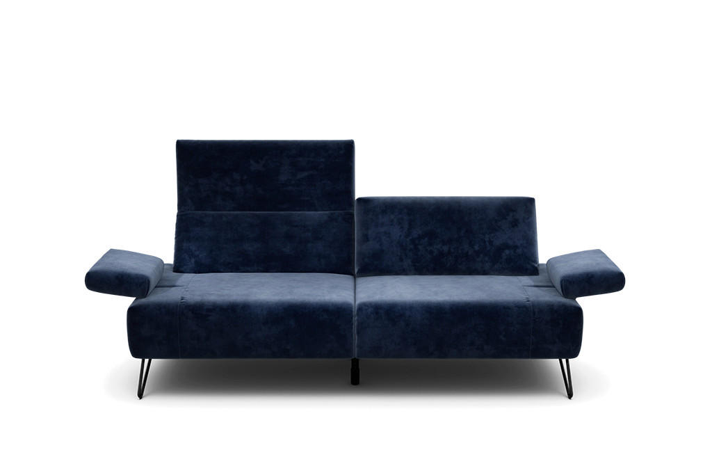 2,5-SITZER Samt Dunkelblau  - Schwarz/Dunkelblau, Design, Textil/Metall (204-234/85/86-94cm) - SENSOO