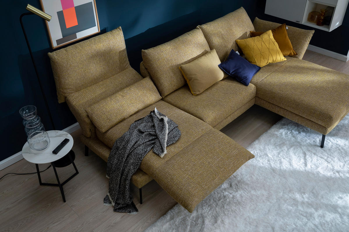 ECKSOFA Gelb Flachgewebe  - Gelb/Schwarz, Design, Textil/Metall (277/175cm) - Schöner Wohnen