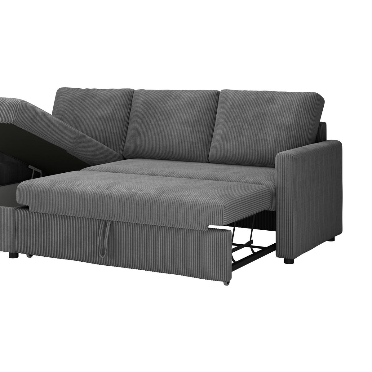 ECKSOFA Anthrazit  - Anthrazit/Schwarz, Basics, Holz/Kunststoff (215/145cm) - MID.YOU