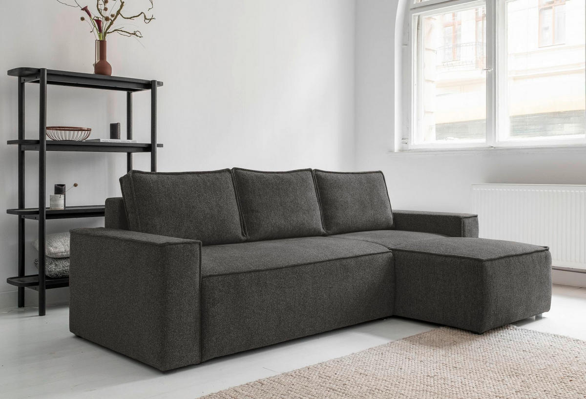 KUTNA GARNITURA tekstil  tamno siva   - bijela/siva, Design, tekstil/plastika (250/156cm) - MID.YOU