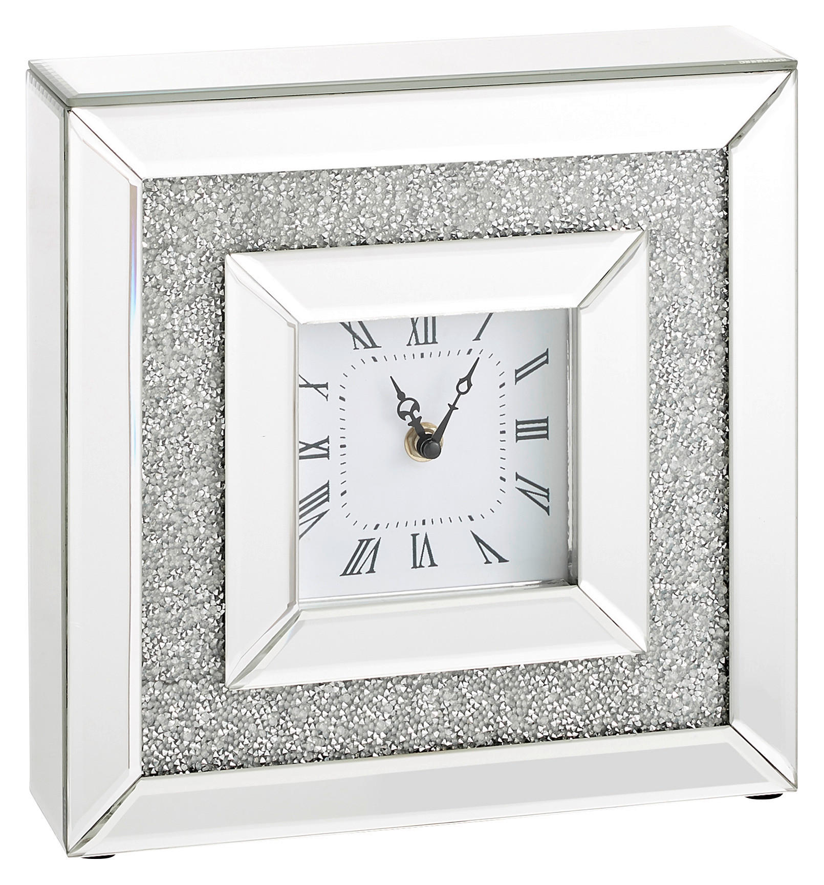 TISCHUHR  Silberfarben  - Silberfarben, Design, Glas/Holzwerkstoff (25,5/25,5/7,5cm) - Xora