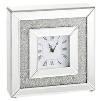 TISCHUHR  Silberfarben  - Silberfarben, Design, Glas/Holzwerkstoff (25,5/25,5/7,5cm) - Xora