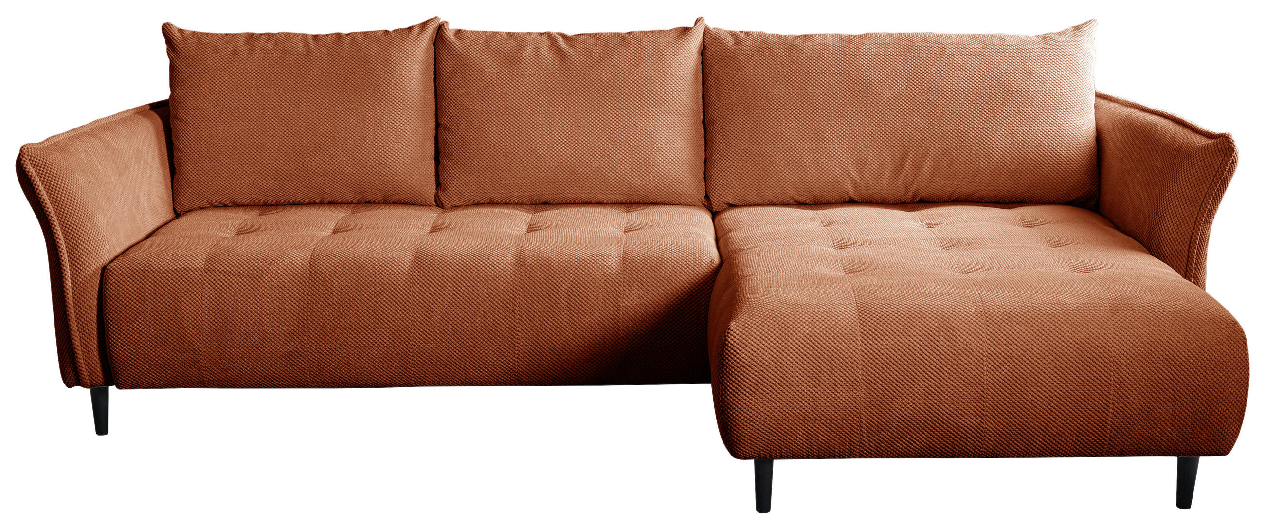ECKSOFA MONTE CARLO Terracotta Struktur, Plüsch  - Terracotta/Schwarz, Trend, Textil (290/160cm) - MID.YOU