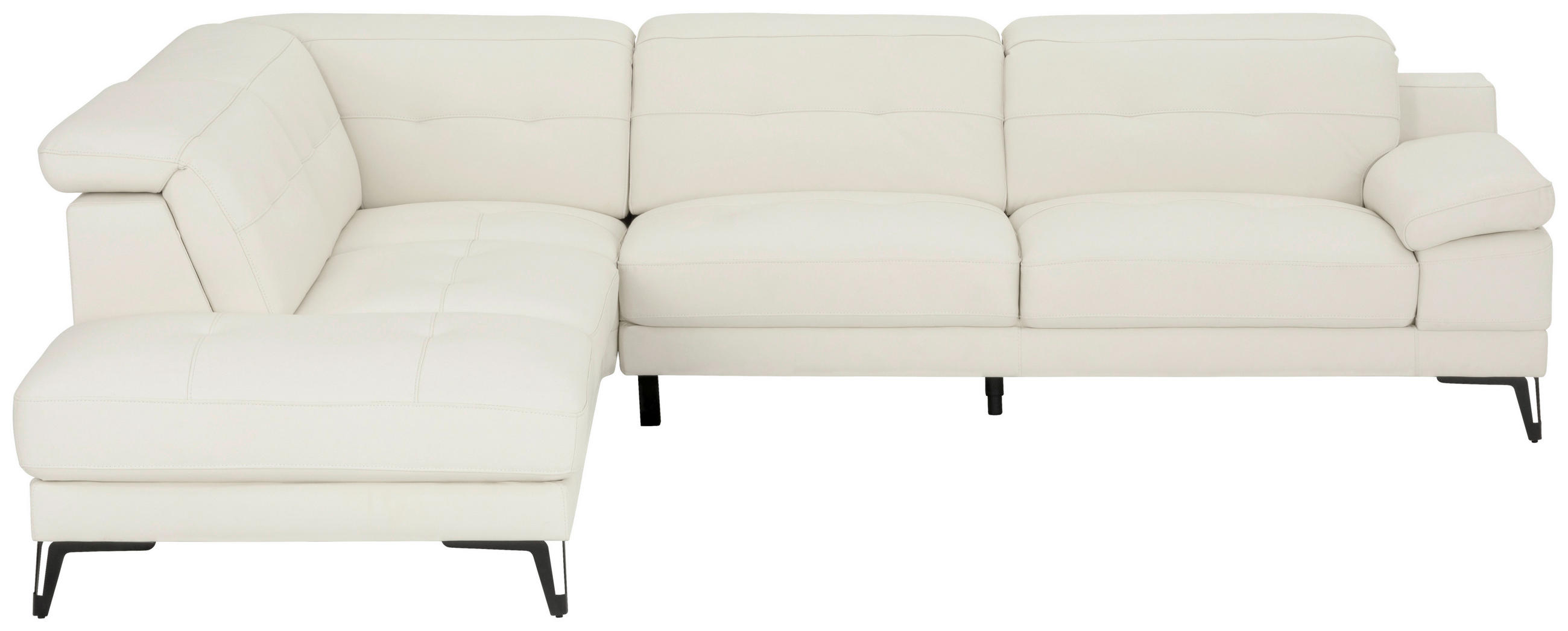 ECKSOFA Weiß Echtleder  - Schwarz/Weiß, MODERN, Leder/Metall (224/287cm) - MID.YOU