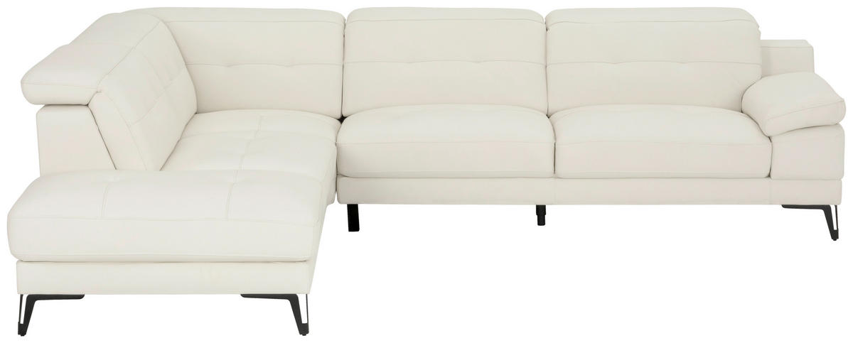 ECKSOFA Weiß Echtleder  - Schwarz/Weiß, MODERN, Leder/Metall (224/287cm) - MID.YOU