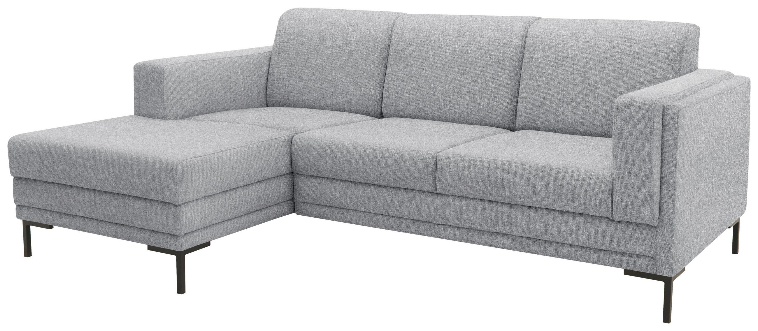 ECKSOFA Silberfarben Webstoff  - Silberfarben/Schwarz, Design, Textil/Metall (214/146cm) - LOOKS by W.Joop