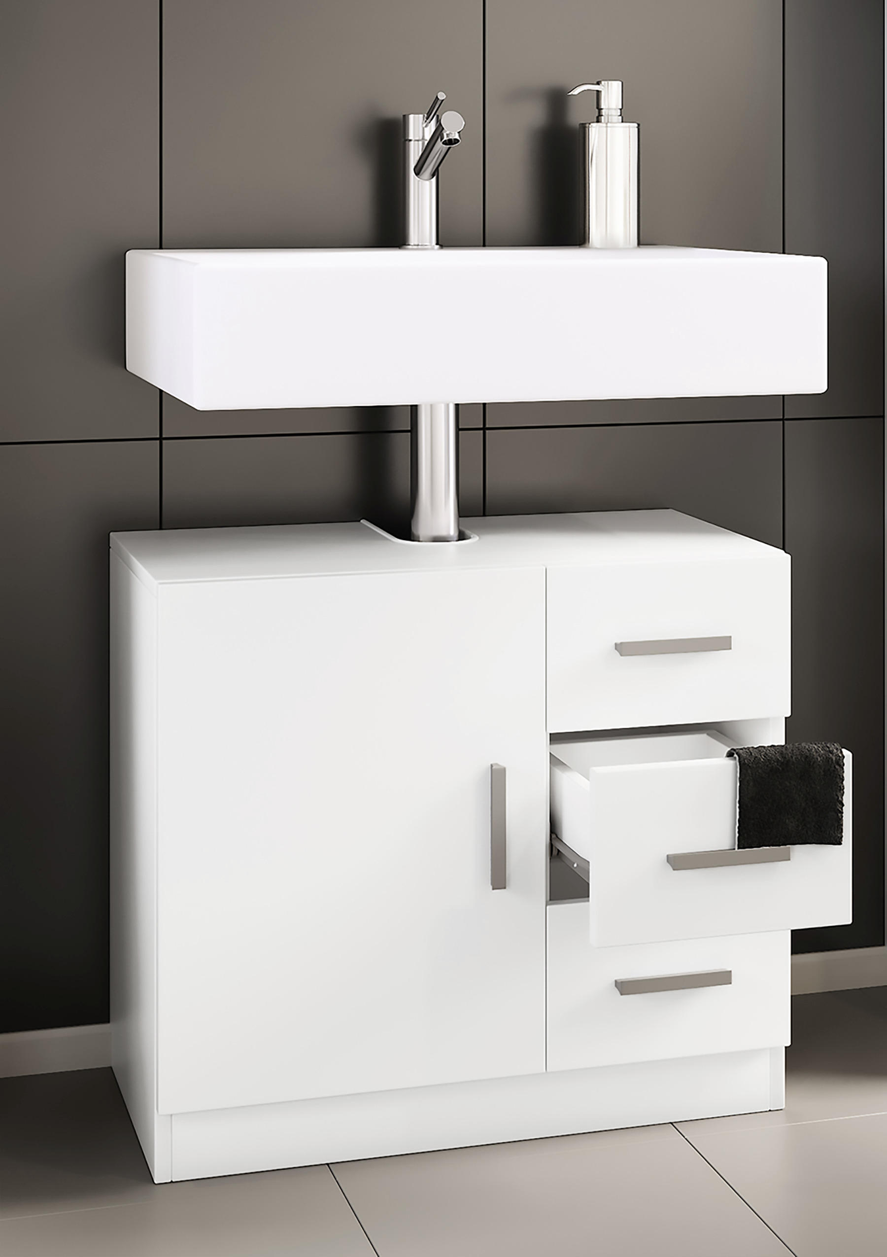 WASCHBECKENUNTERSCHRANK 63/55,8/30 cm - Weiss/Grau, Modern, Holzwerkstoff/Kunststoff (63/55,8/30cm) - MID.YOU