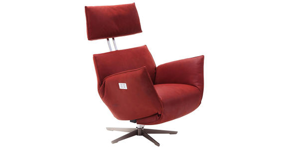 RELAXSESSEL in Leder Rot - Edelstahlfarben/Rot, Design, Leder/Metall (84/67-113/88-165cm) - Dieter Knoll