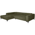 ECKSOFA  in Chenille Olivgrün  222/279 cm  - Schwarz/Olivgrün, KONVENTIONELL, Kunststoff/Textil (222/279cm) - Hom`in
