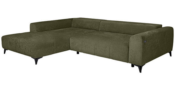 ECKSOFA  in Chenille Olivgrün  222/279 cm  - Schwarz/Olivgrün, KONVENTIONELL, Kunststoff/Textil (222/279cm) - Hom`in