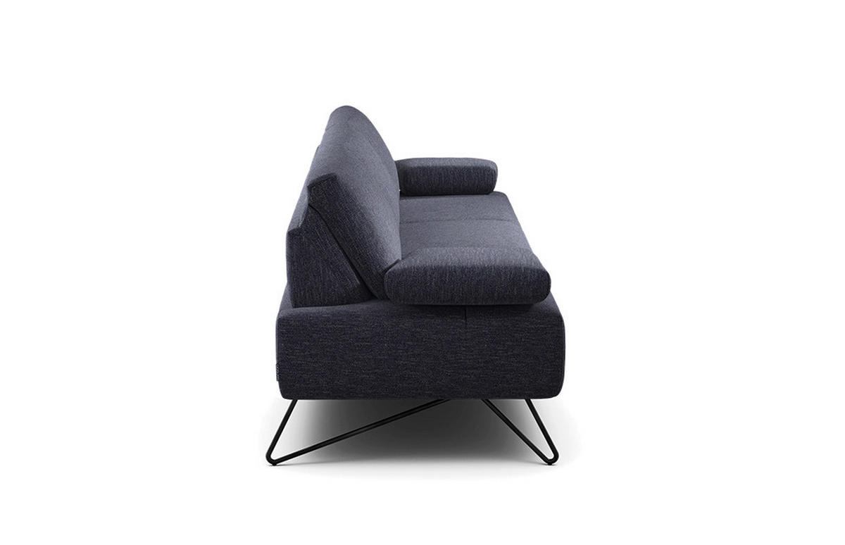 3-SITZER-SOFA Chenille Blau  - Blau/Schwarz, Design, Textil/Metall (234-264/85/86-94cm) - SENSOO