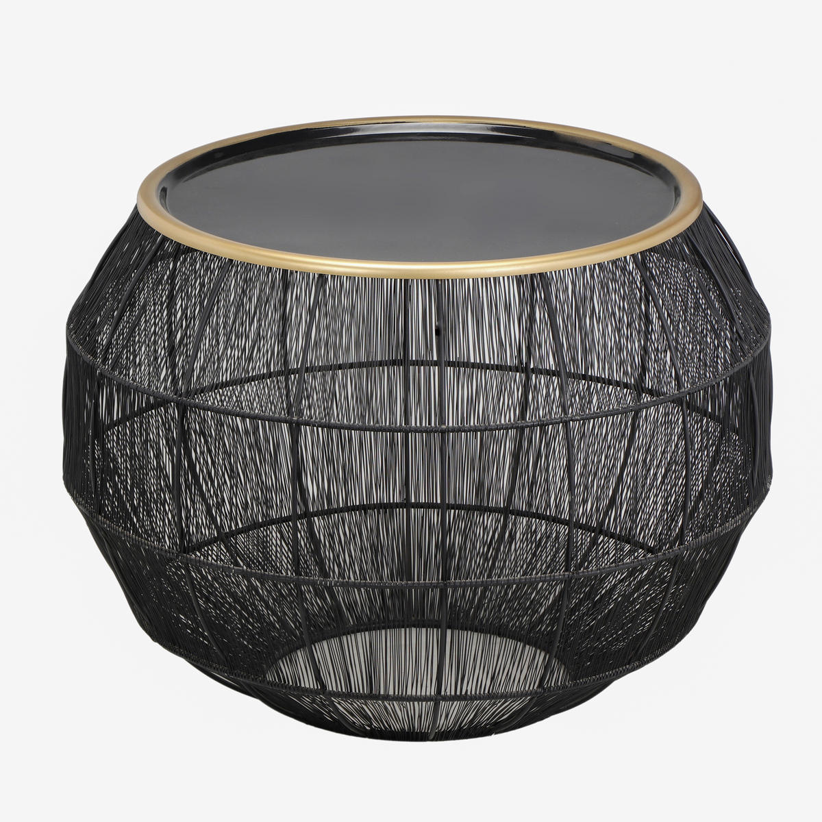 BEISTELLTISCHSET rund Schwarz, Goldfarben  - Goldfarben/Schwarz, MODERN, Metall - Milino