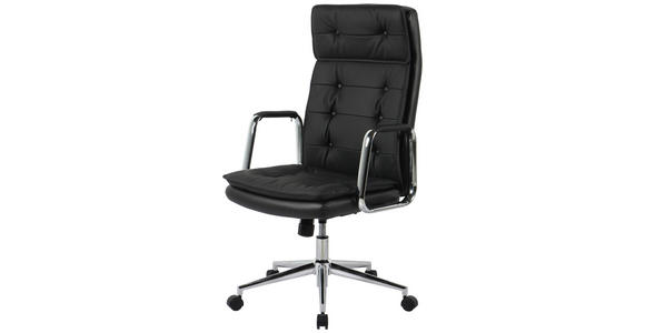 CHEFSESSEL Lederlook Schwarz  - Chromfarben/Schwarz, KONVENTIONELL, Leder/Kunststoff (75/113/120,5/65,5cm) - Novel