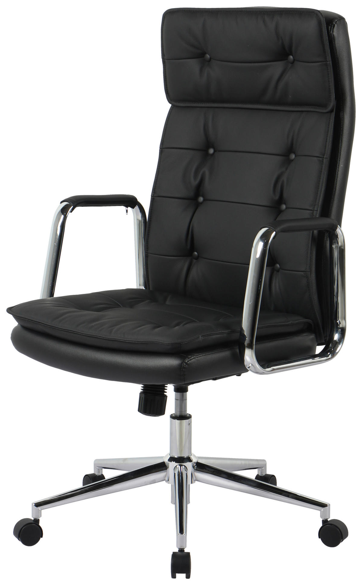 KANCELÁRSKE KRESLO, vzhľad kože, čierna - čierna/chrómová, Konventionell, kov/koža (75/113/120,5/65,5cm) - Novel