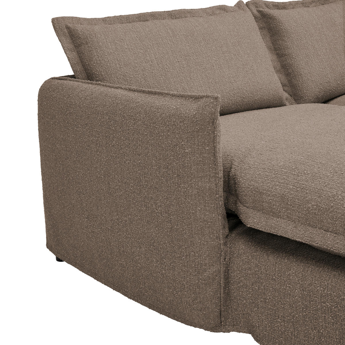 HUSSEN-ECKSOFA in Flachgewebe, Bouclé Braun  - Schwarz/Braun, Trend, Textil/Metall (165/295cm) - Livetastic