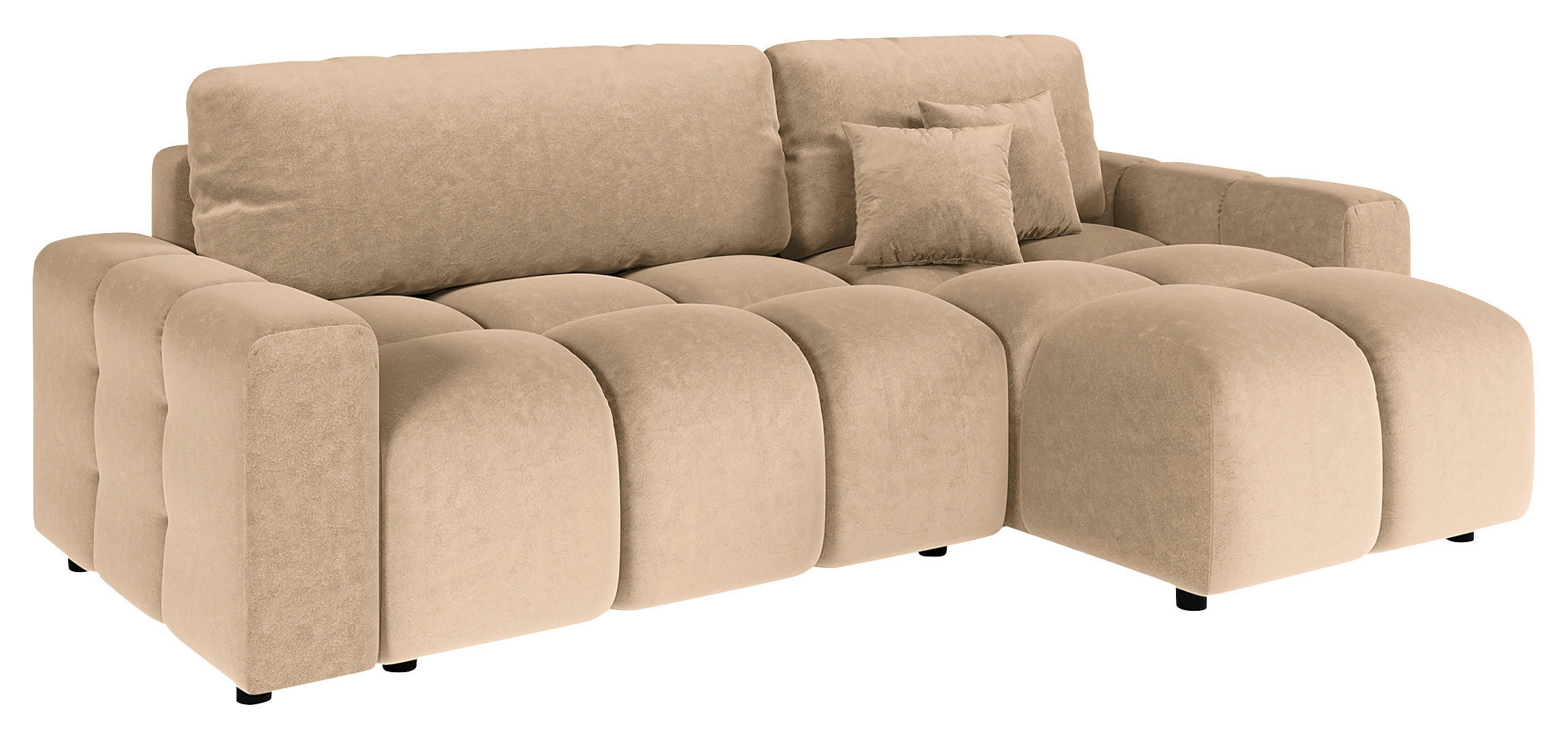 ECKSOFA Luki Beige Mikrofaser  - Beige/Schwarz, Design, Kunststoff/Textil (233/142cm) - Livetastic