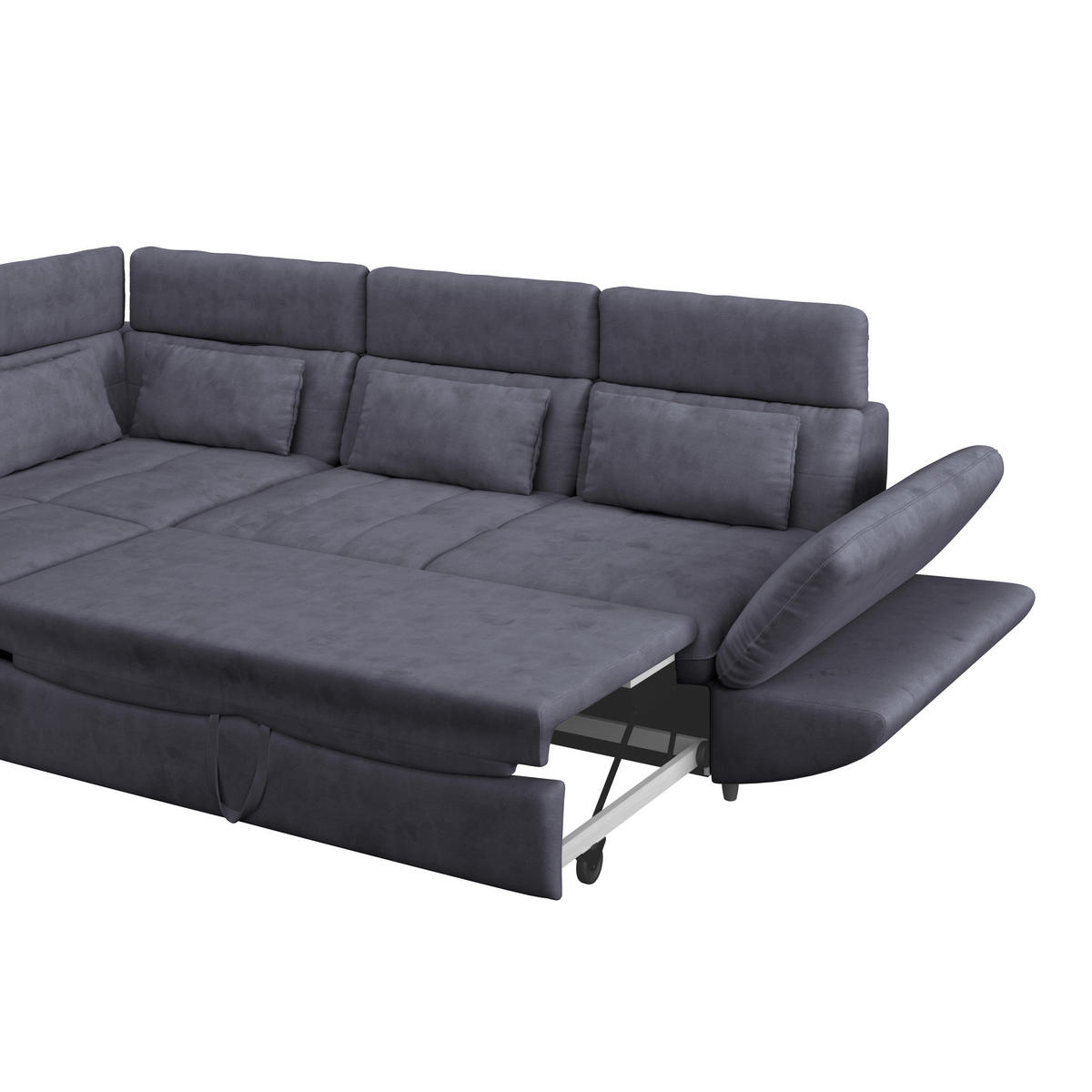 WOHNLANDSCHAFT in Mikrofaser Dunkelblau  - Schwarz/Dunkelblau, Modern, Kunststoff/Textil (311/233cm) - MID.YOU