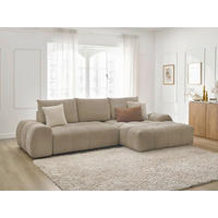 ECKSCHLAFSOFA EVEREST  mit Rücken echt, Armteil links, Armteil rechts Struktur Taupe  - Taupe/Schwarz, MODERN, Kunststoff/Textil (318/180cm) - Livetastic