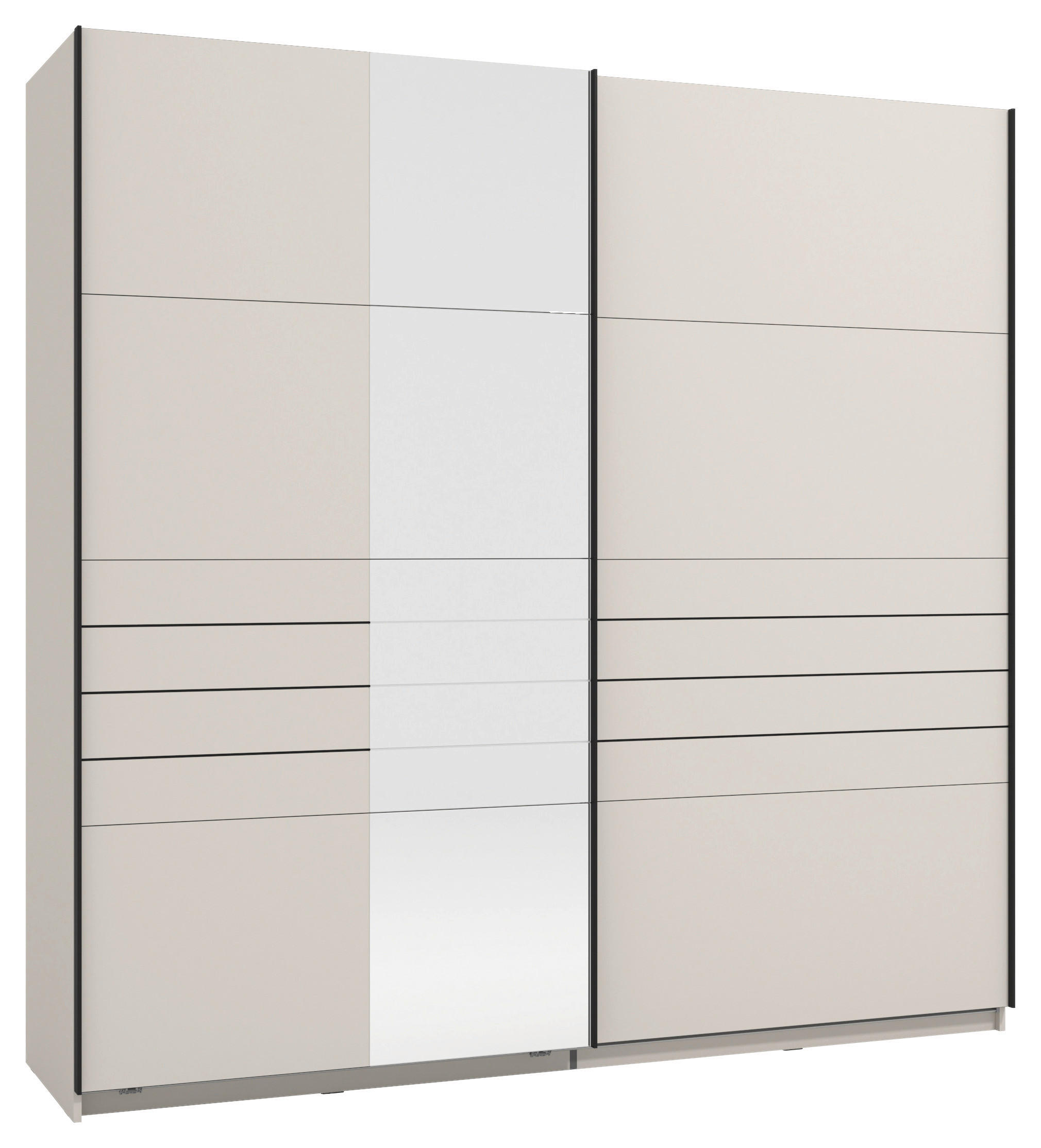 SKRIŇA S POS. DVER. – HOR.VED, kašmírová, 220/217,5/61 cm - čierna/kašmírová, Basics, kov/kompozitné drevo (220/217,5/61cm) - Xora