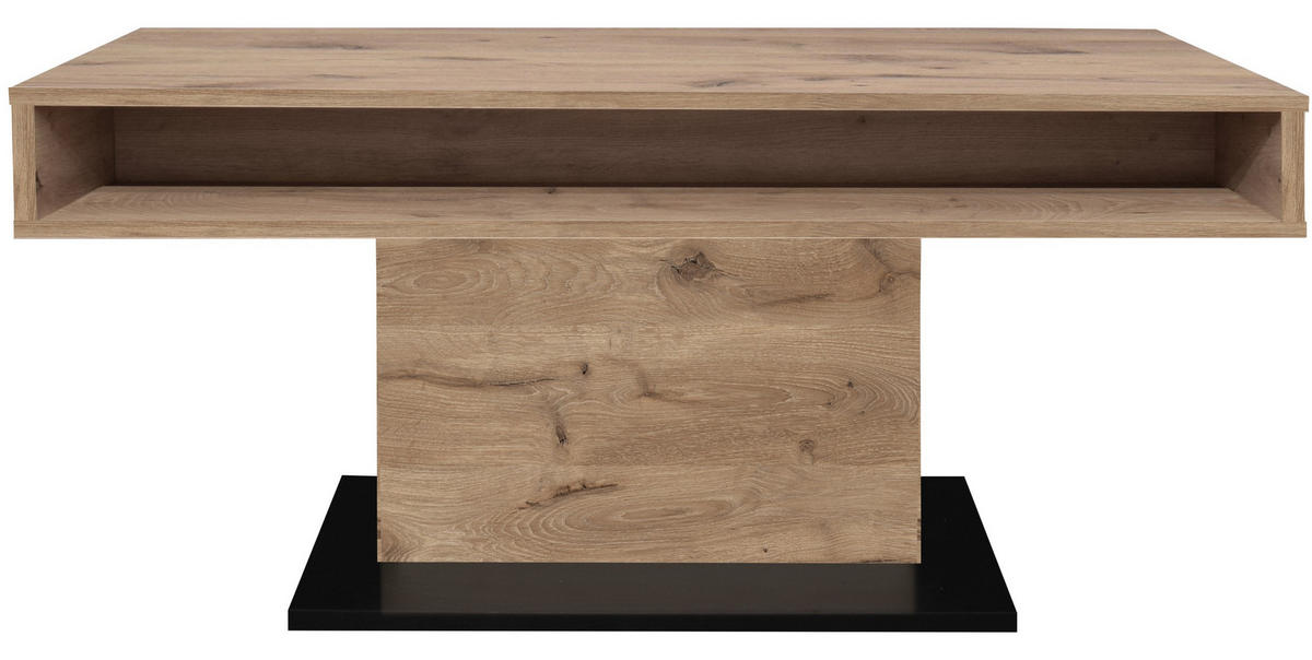 COUCHTISCH in Metall, Holzwerkstoff  - Eichefarben/Schwarz, Design, Holzwerkstoff/Metall (110/58-77/60cm) - MID.YOU