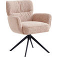ARMLEHNSTUHL  Stoffauswahl, Sitzfläche 360° drehbar, automatische Rückholfunktion Leinenoptik  - Schwarz/Rosa, Design, Textil/Metall (67/86/68cm) - Novel