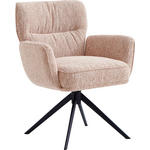 ARMLEHNSTUHL  Stoffauswahl, Sitzfläche 360° drehbar, automatische Rückholfunktion Leinenoptik  - Schwarz/Rosa, Design, Textil/Metall (67/86/68cm) - Novel