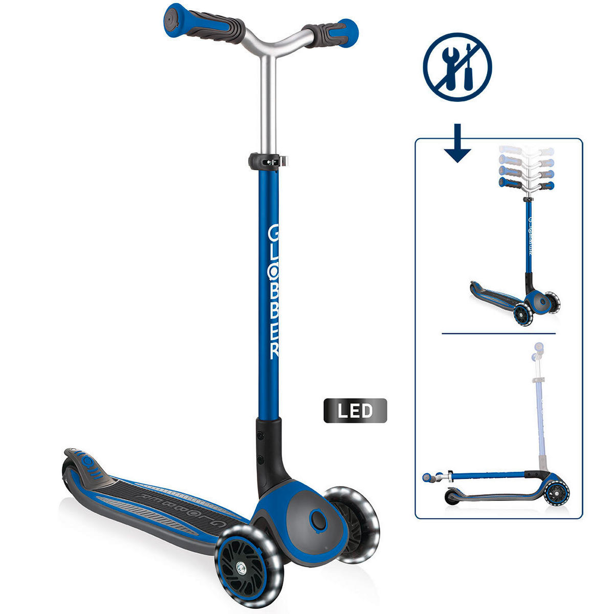 SCOOTER MASTER LIGHTS  - Dunkelblau, Basics (61/37/94cm) - GLOBBER