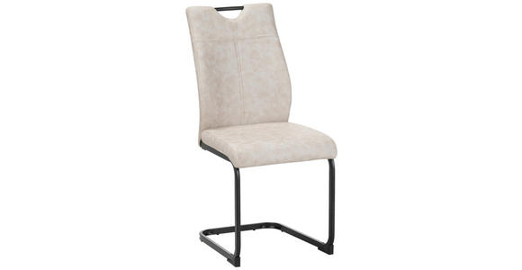 STUHL-SET 4 Stück  in Mikrofaser  - Beige/Schwarz, Design, Textil/Metall (43/97/57cm) - Xora