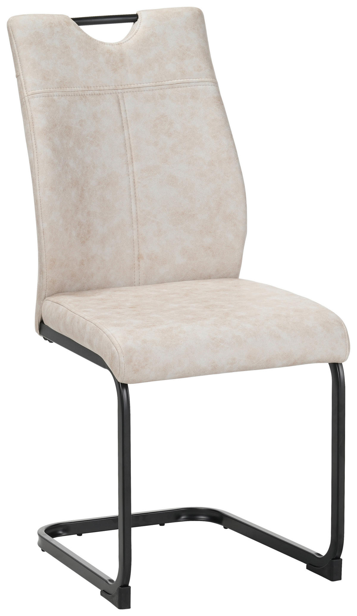 STUHL-SET 4 Stück  in Mikrofaser  - Beige/Schwarz, Design, Textil/Metall (43/97/57cm) - Xora