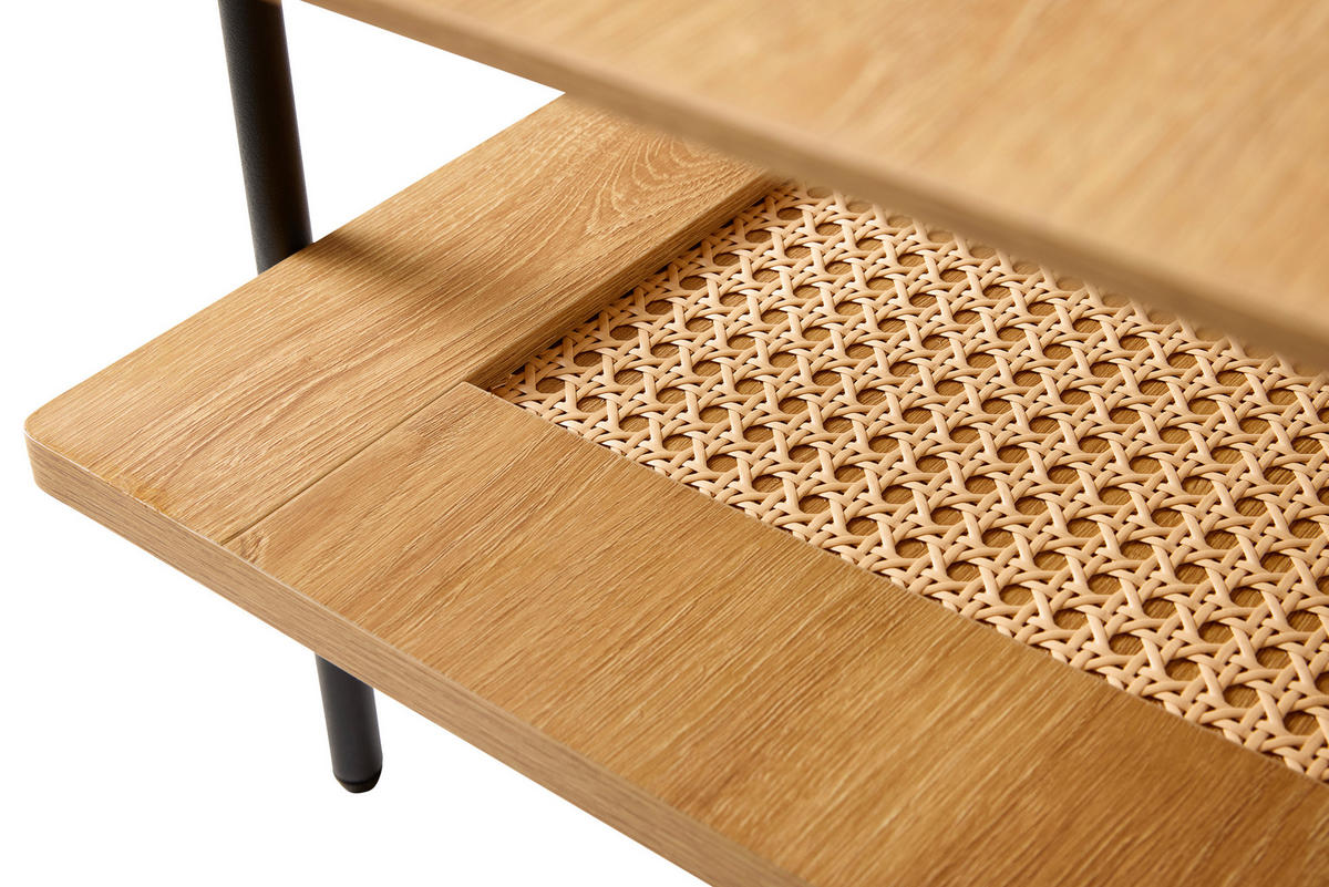 COUCHTISCH 110/55/40 cm rechteckig Schwarz, Eichefarben  - Eichefarben/Schwarz, Basics, Holzwerkstoff/Metall (110/55/40cm) - Boxxx