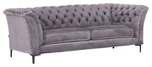 CHESTERFIELD-MEGASOFA Hellgrau Flachgewebe  - Hellgrau/Schwarz, LIFESTYLE, Textil/Metall (220/80/100cm) - Landscape