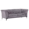 CHESTERFIELD-SOFA in Flachgewebe Hellgrau  - Hellgrau/Schwarz, LIFESTYLE, Textil/Metall (220/80/100cm) - Landscape