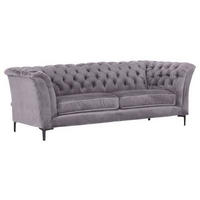 CHESTERFIELD-SOFA in Flachgewebe Hellgrau  - Hellgrau/Schwarz, LIFESTYLE, Textil/Metall (220/80/100cm) - Landscape