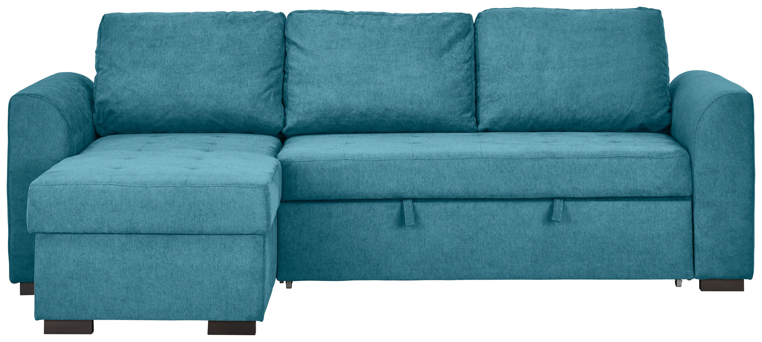 ECKSOFA in Webstoff Petrol  155/243 cm  - Petrol/Schwarz, Design, Kunststoff/Textil (155/243cm) - Xora
