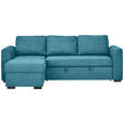 ECKSOFA inkl.Funktionen Petrol Webstoff  - Petrol/Schwarz, Design, Kunststoff/Textil (155/243cm) - Xora
