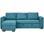 ECKSOFA in Webstoff Petrol  155/243 cm  - Petrol/Schwarz, Design, Kunststoff/Textil (155/243cm) - Xora