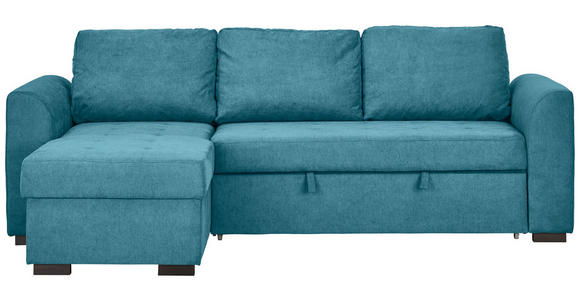 ECKSOFA inkl.Funktionen Petrol Webstoff - Petrol/Schwarz, Design, Kunststoff/Textil (155/243cm) - Xora