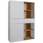 AKTENREGAL Eiche Artisan, Weiß Hochglanz  - Weiß Hochglanz/Eiche Artisan, Design, Holzwerkstoff (120/195/35,6cm) - Carryhome