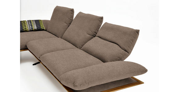 ECKSOFA in Flachgewebe Hellbraun 159/314 cm - Hellbraun/Schwarz, Design, Holz/Textil (159/314cm) - Dieter Knoll