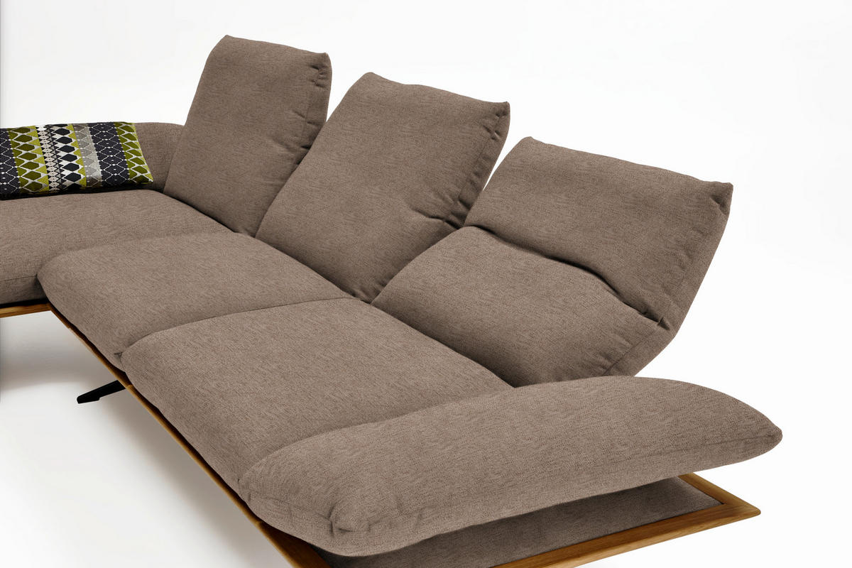 ECKSOFA  in Flachgewebe Hellbraun  159/314 cm  - Hellbraun/Schwarz, Design, Holz/Textil (159/314cm) - Dieter Knoll
