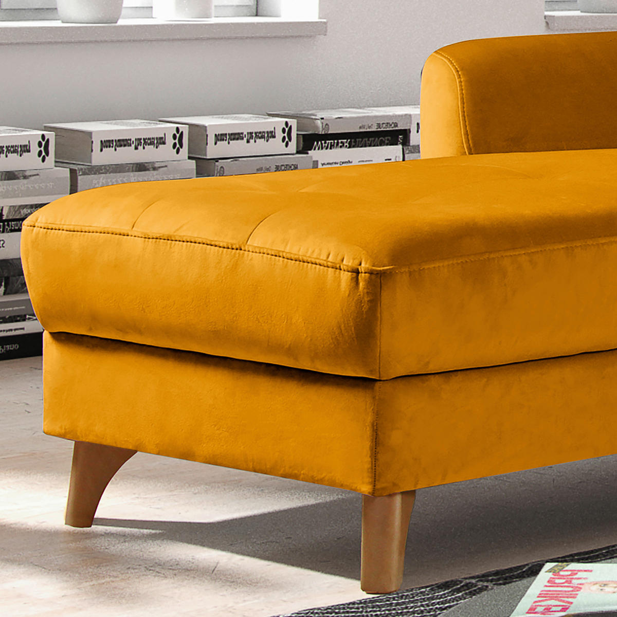 COLțAR textil galben  - culoare lemn fag/galben, Design, lemn/textil (168/238cm) - Livetastic