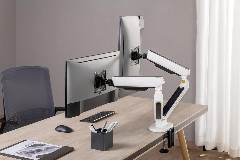 MONITOR-HALTERUNG Metall, Kunststoff Weiß  - Weiß, Design, Kunststoff/Metall (105/62,2/15,2cm) - Boxxx
