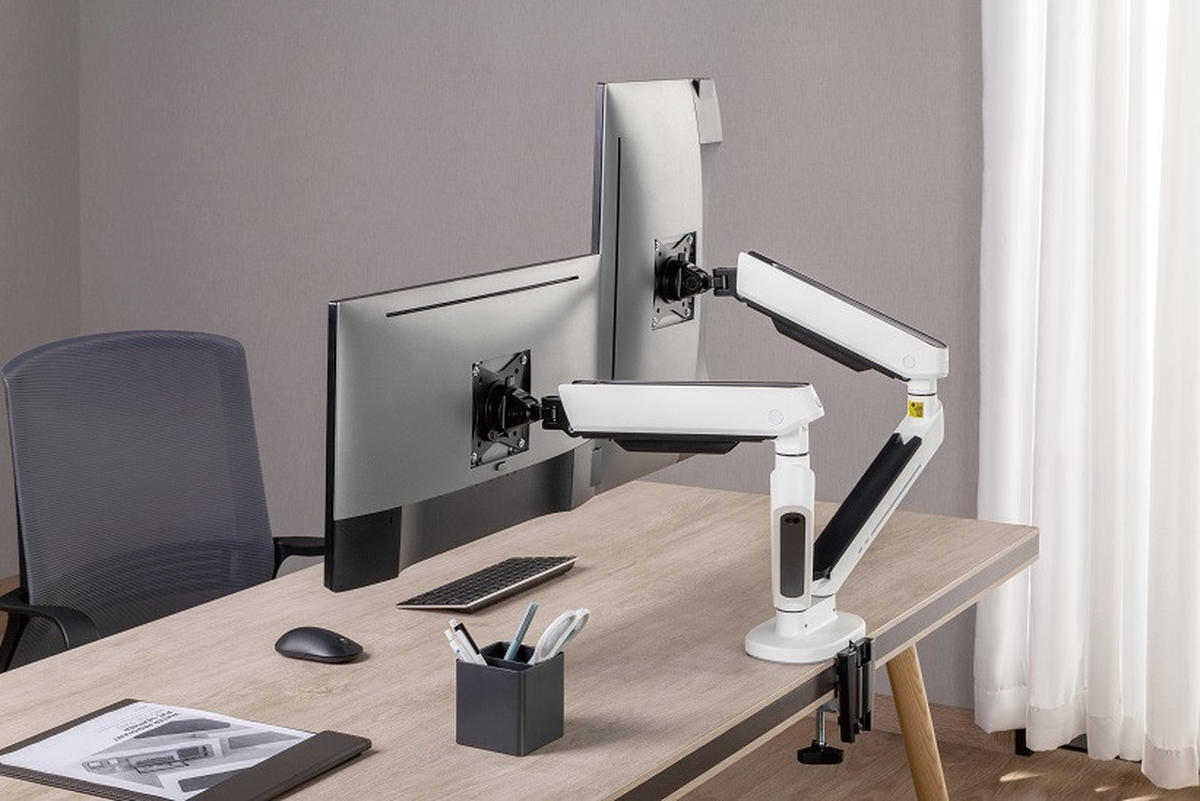 MONITOR-HALTERUNG Metall, Kunststoff Weiß  - Weiß, Design, Kunststoff/Metall (105/62,2/15,2cm) - Boxxx