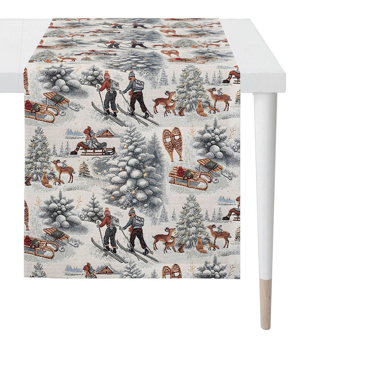 TISCHLÄUFER 48/140 cm  - Hellgrau/Braun, Design, Textil (48/140cm) - Apelt
