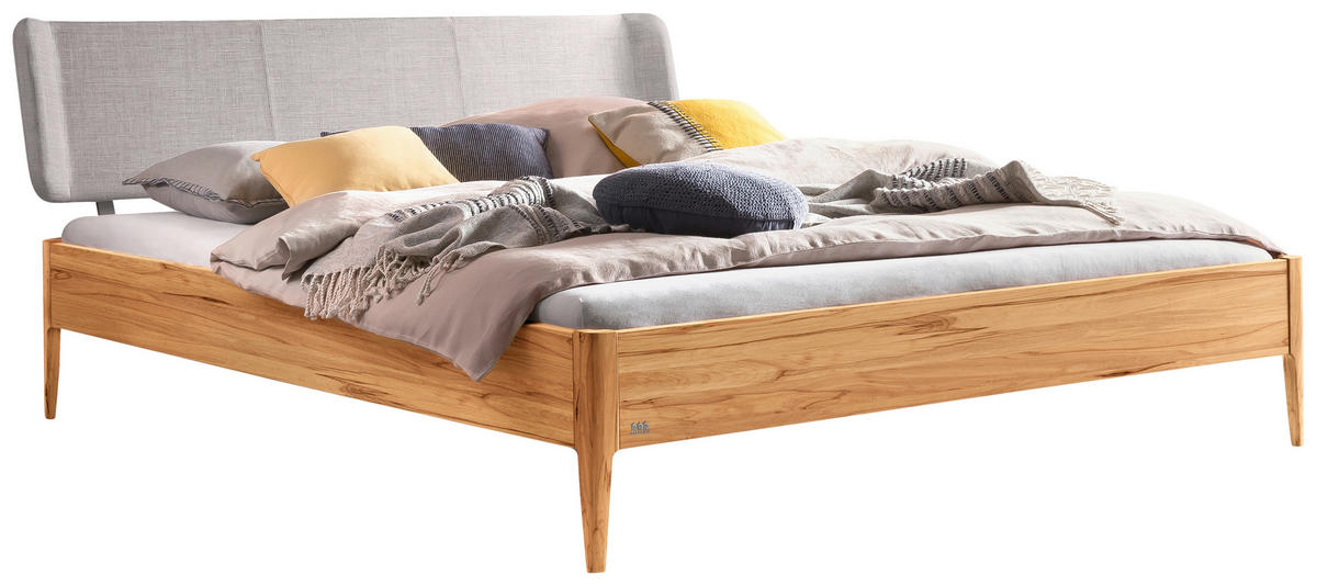 BETT 140/200 cm  in Buchefarben, Hellgrau  - Buchefarben/Hellgrau, Design, Holz/Textil (140/200cm) - Hasena