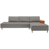 ECKSOFA in Flachgewebe Grau  - Eichefarben/Grau, Design, Holz/Textil (307/190cm) - Joka
